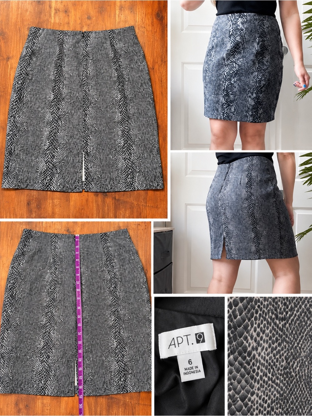 Apt. 9 Gray Snake-Print Pencil Skirt